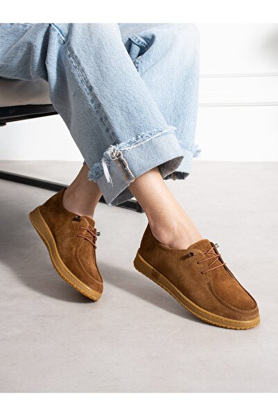 ALEMDAR AYAKKABI Zeze Tan Genuine Suede Leather Women's Loafer