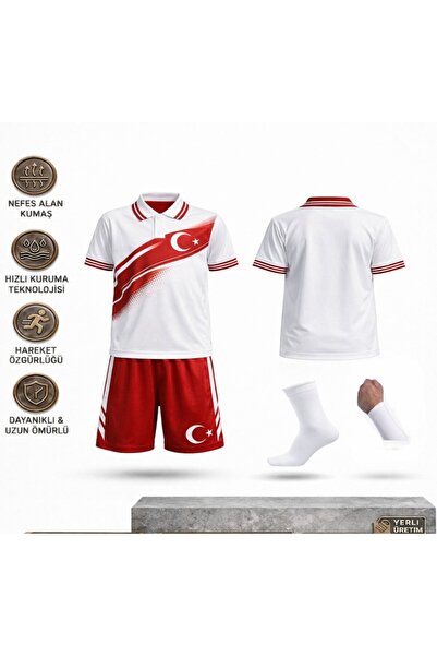 sonvadi Türkiye Yakalı Çocuk Futbol Forması Takımı Özel Tasarım 4'Lü Set Form...