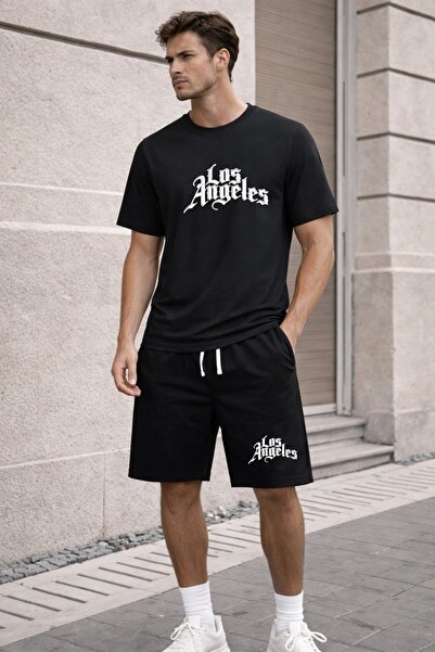 x-compass life Unisex Oversize Los Angeles Printed Shorts Set Comfortable Fit...