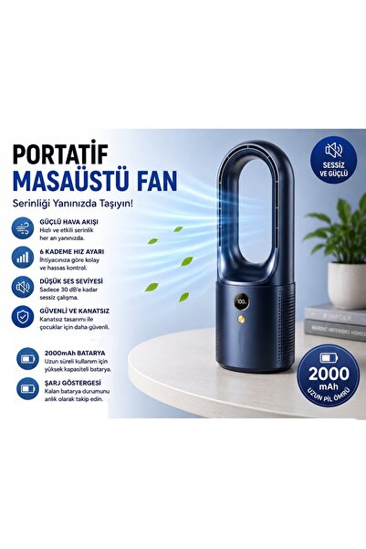 Tastech BMFN15 Kanatsız Vantilatör Hava Soğutucu Fan Şarjlı Masaüstü Mini Kli...