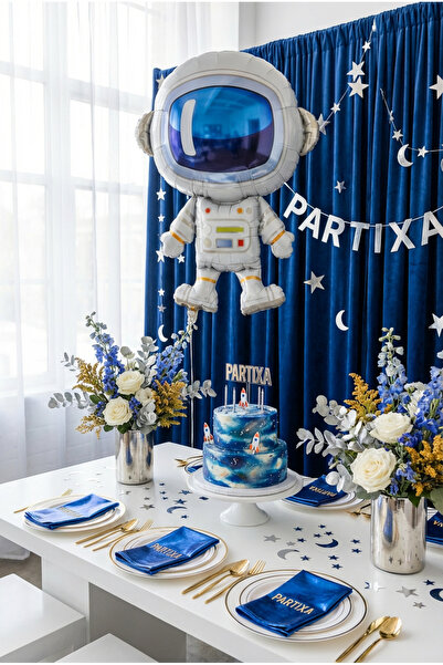 Partixa Astronot Folyo Balon 60x80 cm Uzay Temalı Çocuk Doğum Günü Parti Süsü