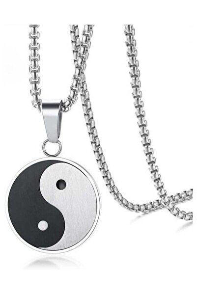 Mirfa Tai Chi Yin Yang Couple Pendant Necklace - Silver - Single