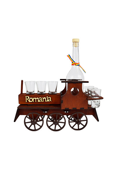 JockerTofi Minibar formă locomotivă cu 1 sticlă și 6 pahare