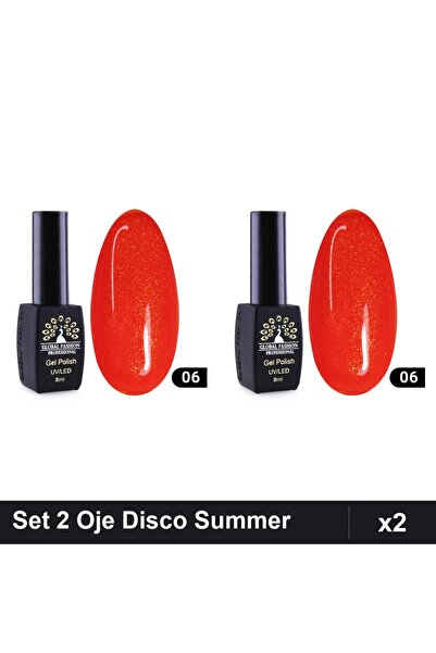 global fashion Set 2 Oje Semipermanente Disco Summer 06, 8ml, Manichiura UV/LED
