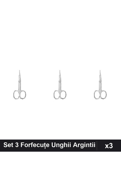 One Group Set 3 Forfecuțe Profesionale Unghii Argintie, Clești Manichiură