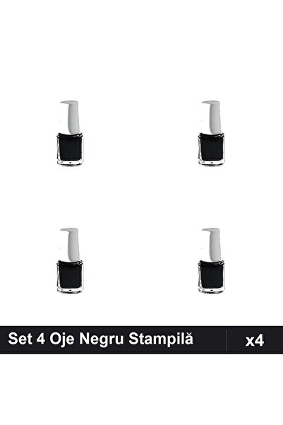 NAİLS Set 4 Oje Semipermanente Lily Angel Negru 5ml, Stampilă Manichiură UV/LED