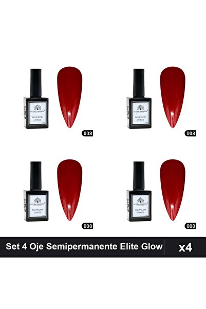 global fashion Set 4 Oje Semipermanente Elite Glow 15ml, Gel Polish UV/LED