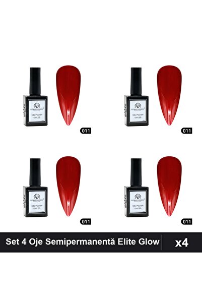 global fashion Set 4 Oje Semipermanentă Elite Glow 15ml, Gel Polish UV/LED