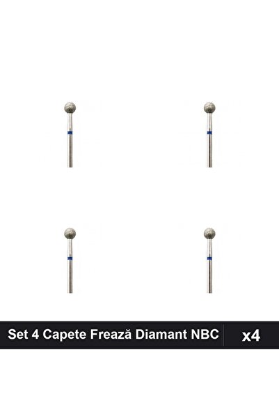 NAİLS Set 4 Capete Frează Diamant NBC Sfera Albastră 5mm, Duritate Mare, Mani...