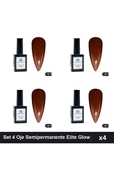 global fashion Set 4 Oje Semipermanente Gel Polish Elite Glow 15ml UV/LED