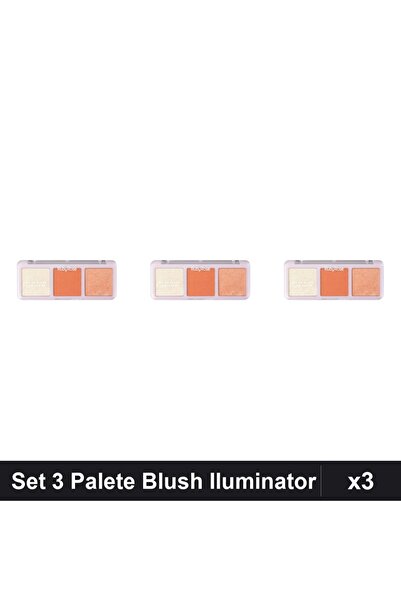 Ruby Rose Set of 3 Blush and Highlighter Palettes Light Palette, Makeup Cosme...