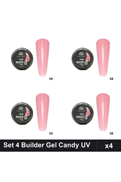 global fashion Set 4 Color Builder Gel UV 15g Nr.08 Candy, Constructie Unghii