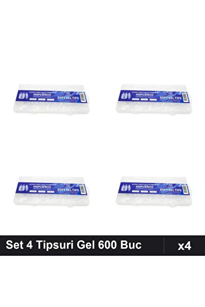 global fashion Set 4 Tipsuri Gel 600 Bucăți Formă Pătrat Mediu, Manichiură Pr...