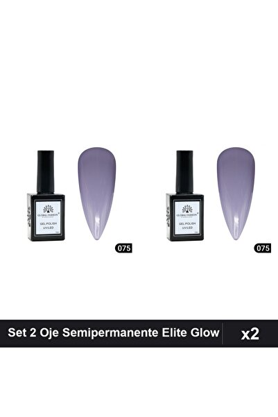 global fashion Set 2 Oje Semipermanente Elite Glow 15ml, Gel Polish UV/LED