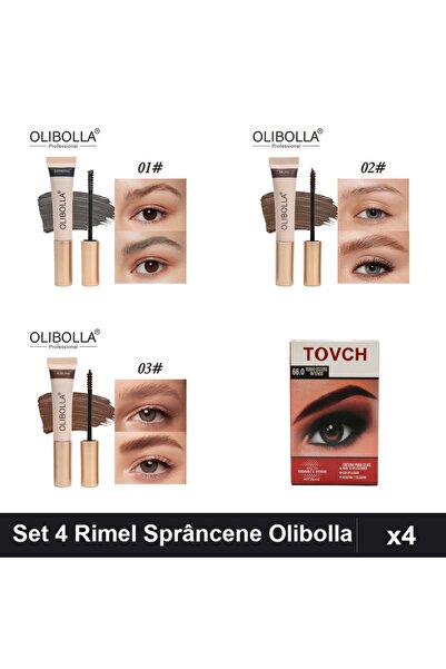 OLİBOLLA Set 4 Rimel și Vopsea Sprâncene Olibolla, Nuante Espresso Taupe Aubu...