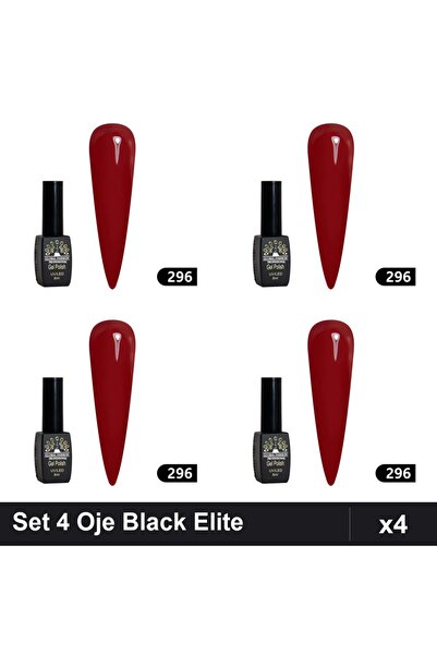global fashion Set of 4 Semi-permanent Nail Polish Black Elite 8ml, Professio...
