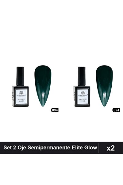 global fashion Set 2 Oje Semipermanente Elite Glow 15ml, Gel Polish UV/LED