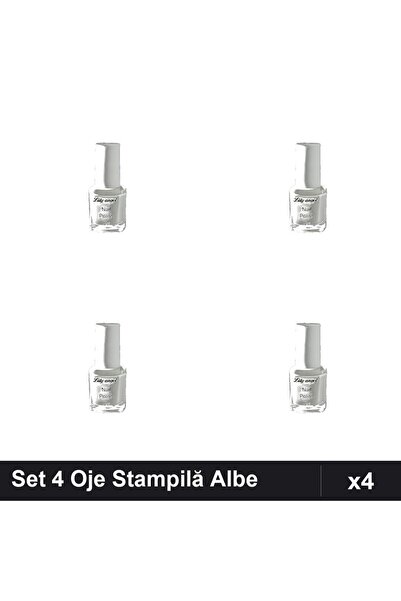 NAİLS Set 4 Oje Semipermanente Lily Angel Albe 5ml, Stampilă Manichiură UV/LED