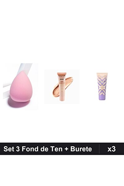 Makeup Set of 3 Foundation + Makeup Sponge, Ruby Rose 02 & Eveline 01, Perfec...