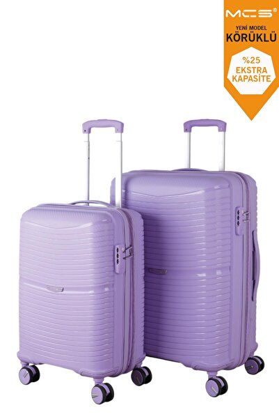 MÇS V379 AURA Y.ÜRETİM PP VALİZ 55 CM + 65 CM KEMİK/GRİ SET