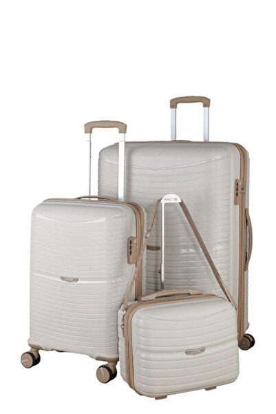 MÇS V379 AURA Y.ÜRETİM PP VALİZ 55 CM + 75 CM + MAKYAJ SİYAH SET
