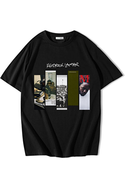 BRZ COLLECTION Tricou Kendrick Lamar unisex oversize cu imprimeu frontal negru
