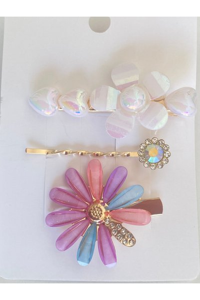 Ustaeller Brooch - Set of 3 Mixed Color Flower Brooches