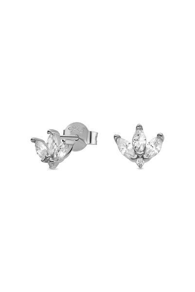 Lisa&Co. Cercei Argint Lisette Argint placat cu rodiu / Zircon / Alb