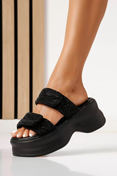Zaira Women's black platform Slipper made of eco- Leather Luna #25332 - 40