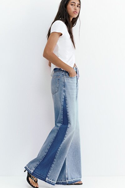 Pull & Bear Patchwork geniş paça jean
