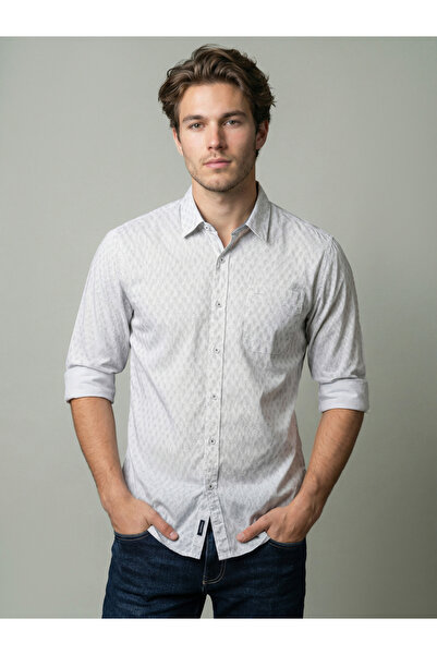 SNX By Styli Men White Printed Long Sleeve Shirt