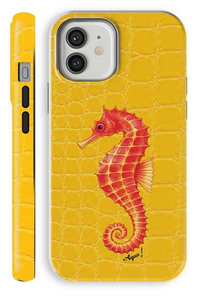 WANNACASE iPhone 12 Pro Aqua Seahorse Yellow Double Layer Essential Tough Pho...
