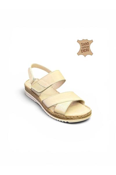 İYİSİNDEN SHOES Genuine Leather Women's Orthopedic Sandals Lightweight Stitch...
