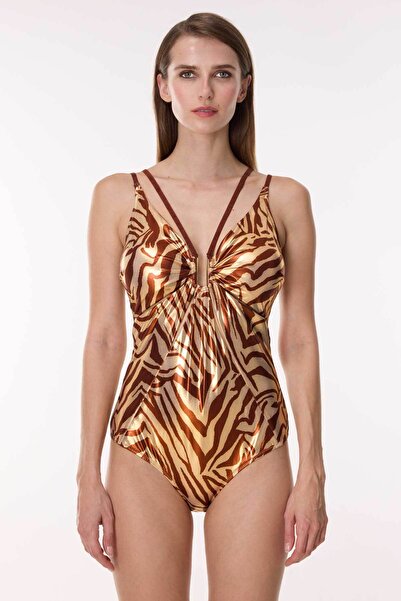 AYYILDIZ 5225 Shiny Brown Strappy Swimsuit