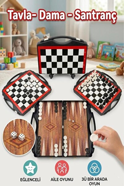 Tıfıl Toys مجموعة ألعاب الطاولة والشطرنج 3 في 1 مع حقيبة، مجموعة ألعاب تعليمي...