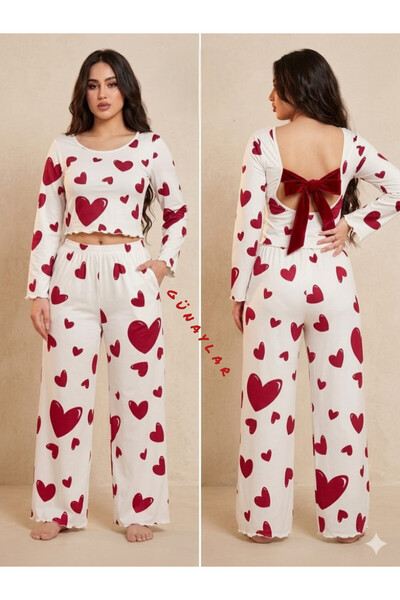 RAHAF TİCARET Women's Pajama Set with Bow on the Back