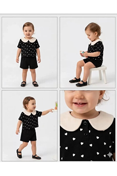 DMR Elegance 9/24 Month Baby Collar Piti Heart Printed Baby Set
