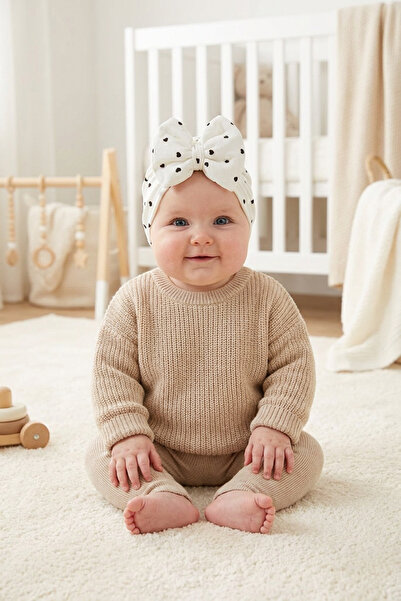 Lui Baby ربطة شعر قطنية مرنة وناعمة للأطفال البنات مع ربطة على شكل فيونكة