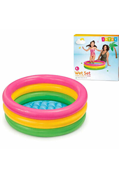 hey Inflatable pool for children, 86 x 25 cm, 3 colored rings, soft base