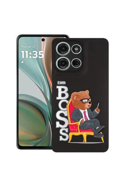 bestcase Калъф за Motorola Moto G75, Мече - Аз съм шеф, Тънък силиконов 0.8ММ...