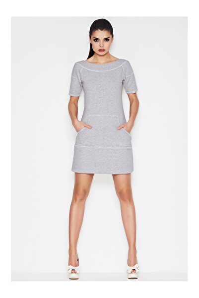 Awama Dress A057, Awama, Elastane, Grey, L-XL INTL