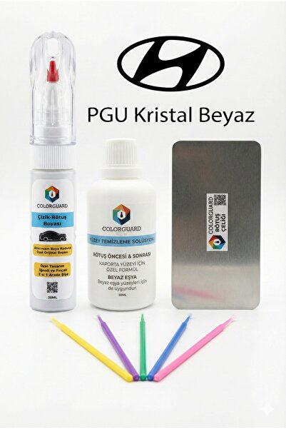 COLORGUARD Hyundai PGU Kristal Beyaz İğneli ve Fırçalı 2 si 1 Arada Rötuş Boy...