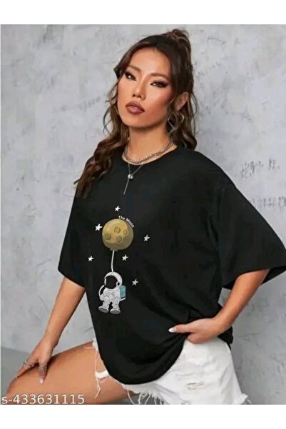bellanova Oversize Minimalist Graphic Printed Short Sleeve T-Shirt