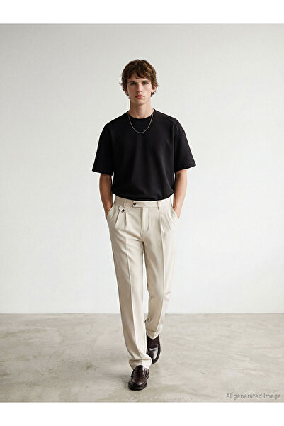 LC Waikiki Nevavm Slim Fit Pleated Men's Trousers with a Difference