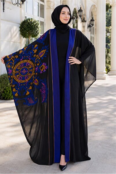 TRENDTESETTÜR KADIN SİYAH KABARTMA DESENLİ ABAYA T 69014