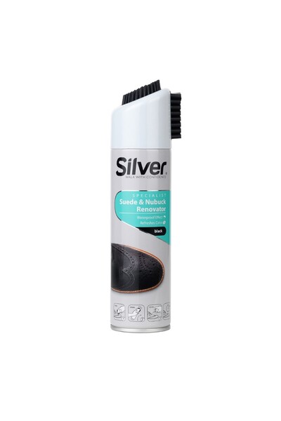 Silver Set of 3 x Nubuck / Suede Leather Restoration Spray, Silver, Black, 25...