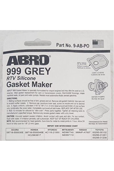 Abro Ultra Plus Black RTV Silicone Gasket Maker, 85g