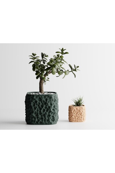 Tasarım TerraForma Dekoratif Saksı - Haki Modern Bitki Saksısı 10 cm