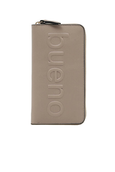 BUENO Gray Dark Leather Women's Wallet