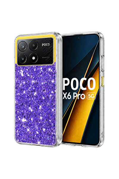 Techsuit Husa pentru Xiaomi Poco X6 Pro, Sparkly Glitter, protectie antisoc, mov